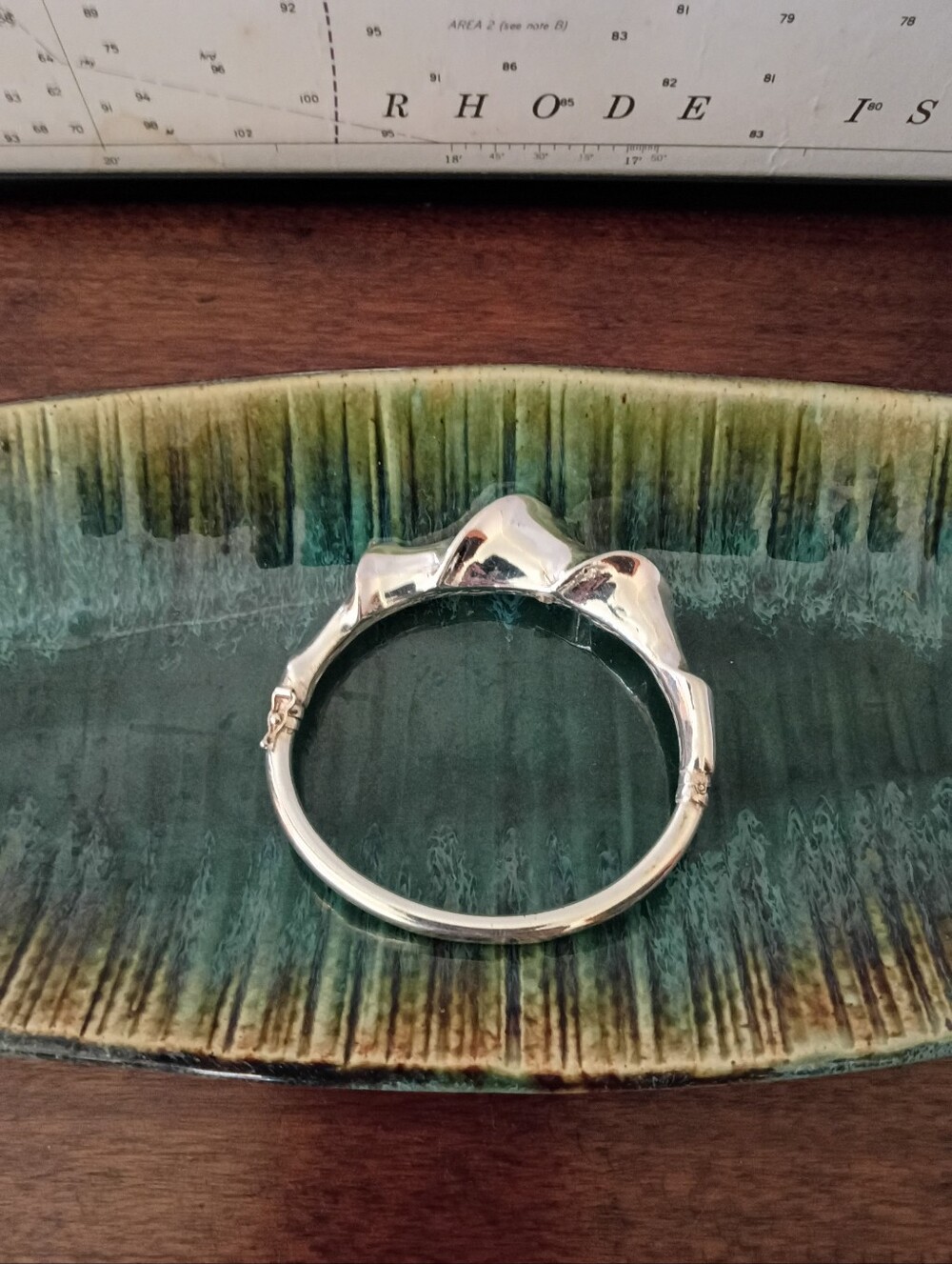 Vintage 925 Sterling Silver Sculptural Wave Bangle